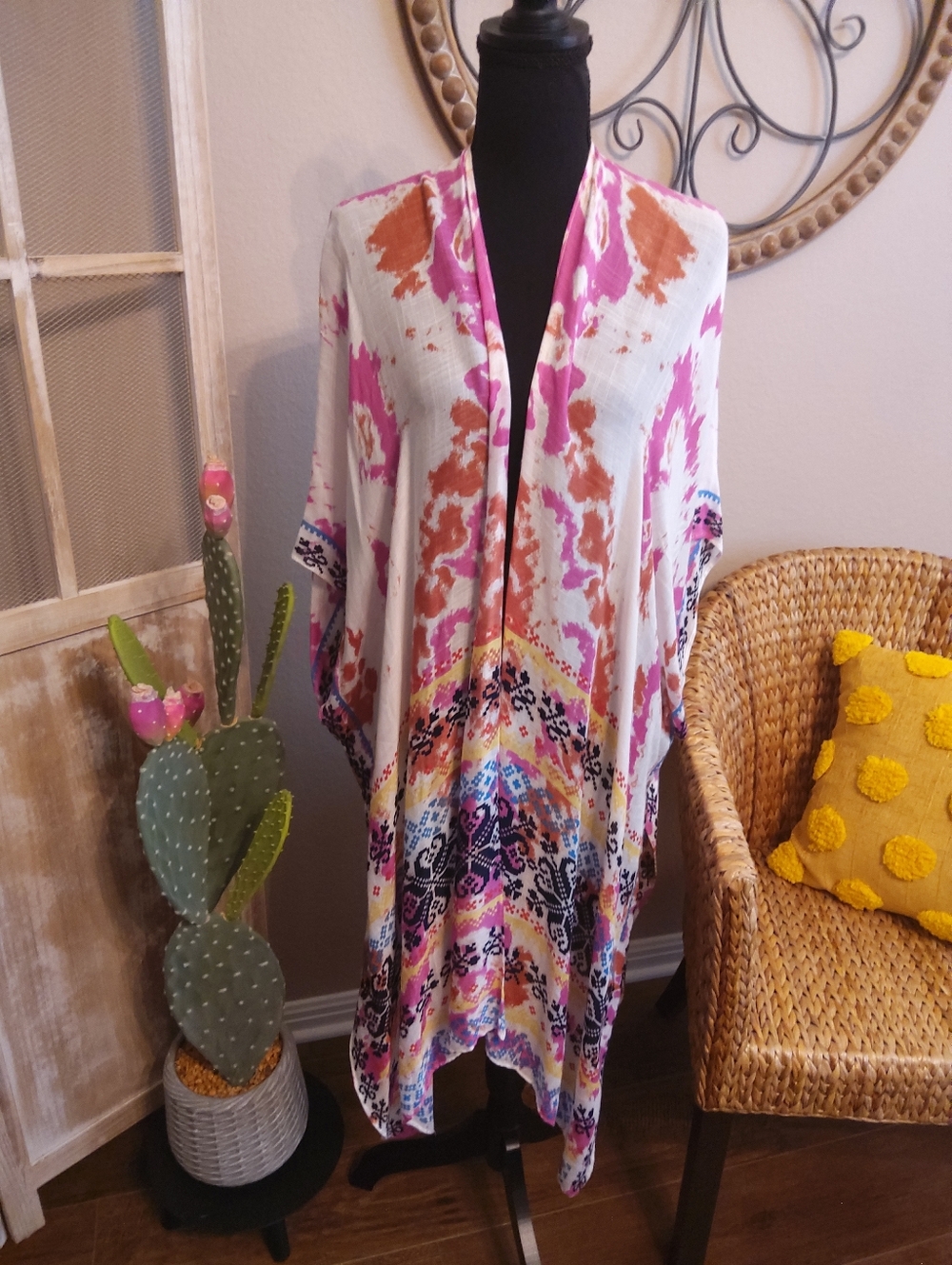 RACHEL Rachel Roy Pink & Cream Printed Cover-up